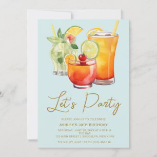 Chic Pastel Cocktail Party Birthday Invitation