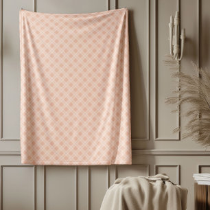 Chic Pastel Coral Plaid Throw for Stylish Comfort Fleece Blanket