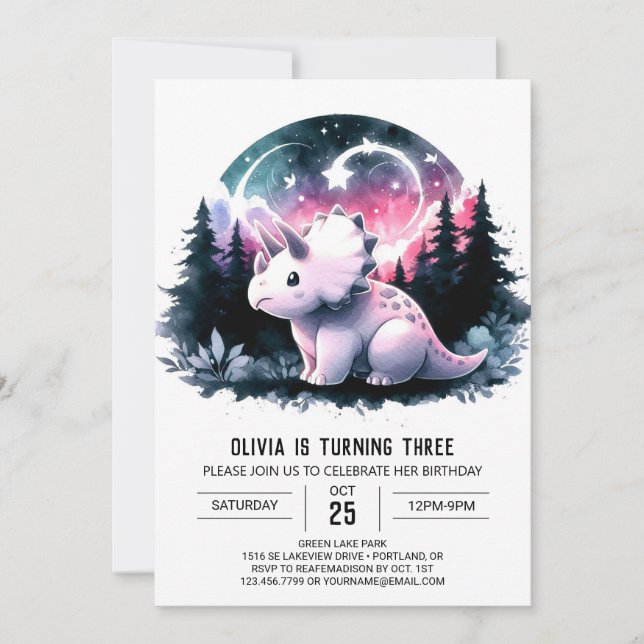 Chic Pastel Dino Party Birthday Invitation (Front)