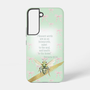 Chic Pastel Green Pink Coquette Christian Bee Samsung Galaxy Case