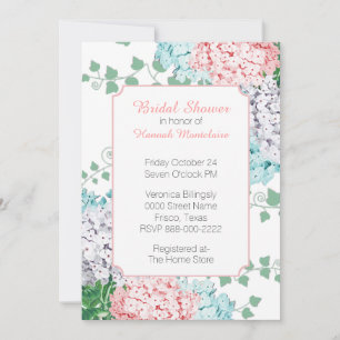 Chic Pastel Hydrangeas Bridal Shower Invitation