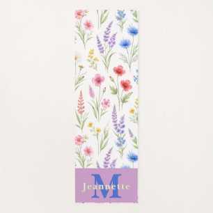 Chic Pastel Lavender Blue Salmon Pink Wildflowers Yoga Mat