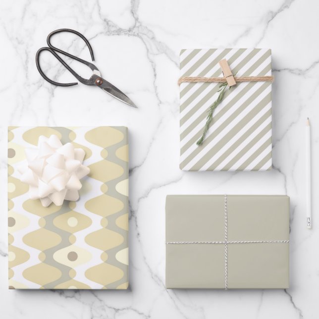 Chic Pastel Mid Century Pattern Wrapping Paper Sheet (Front)