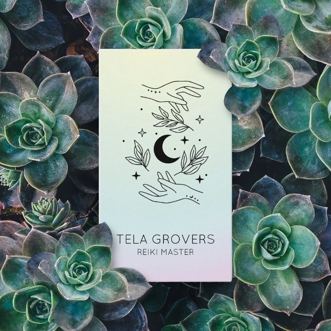 Chic Pastel Ombre Reiki Hands Chakra Healer Business Card (Creator Uploaded)