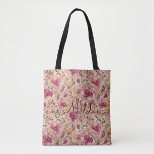 Chic Pastel Patchwork Flower Pattern Tote Bag