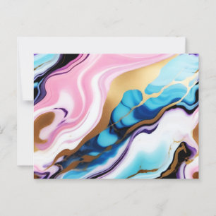 Chic Pastel pink blue purple gold Faux Marble  Postcard