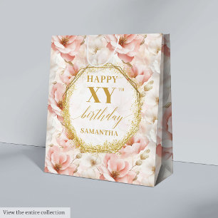 Chic Pastel Pink Boho Gold 80 Birthday Gift Bag