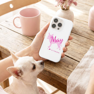 Chic Pastel Pink Chihuahua Silhouette Custom Name iPhone 16 Pro Case