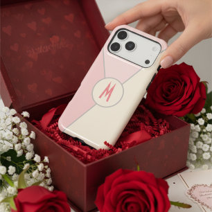 Chic Pastel Pink & Cream Colour Block Monogrammed