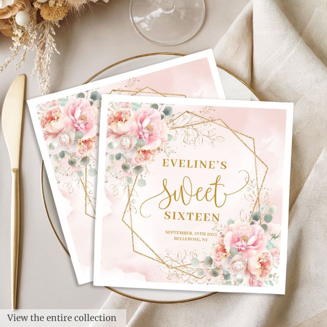 Chic pastel pink gold floral sweet sixteen napkins (Chic pastel pink gold floral sweet sixteen napkins

)