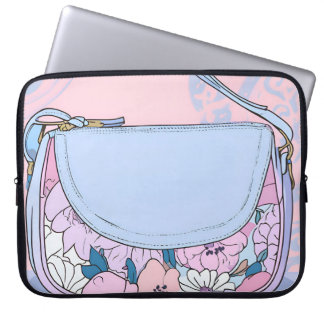Chic Pastel Pink Lavender Floral Handbag tote Laptop Sleeve
