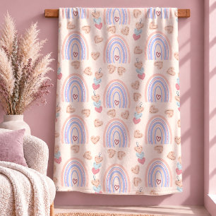 Chic Pastel Pink Rainbow Love Gift Throw Blanket