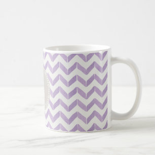 Chic Pastel purple grey Chevron Custom Monogram Coffee Mug