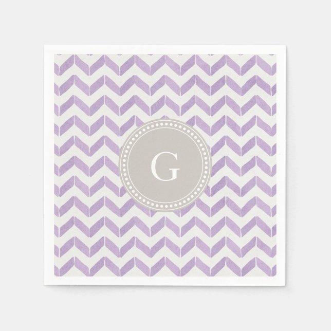 Chic Pastel purple grey Chevron Custom Monogram Napkin (Front)