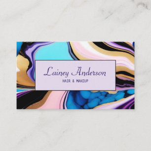 Chic pastel purple pink blue Gold faux marble Business Card
