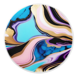 Chic Pastel purple pink blue gold Faux Marble Ceramic Knob