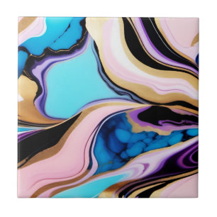 Chic Pastel purple pink blue gold Faux Marble  Ceramic Tile