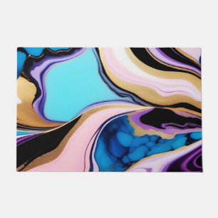 Chic Pastel purple pink blue gold Faux Marble  Doormat
