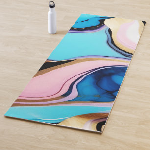 Chic Pastel purple pink blue gold Faux Marble Yoga Mat