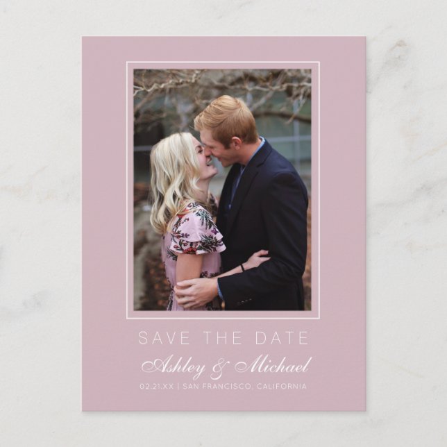 Chic Pastel Purple Save the Date Engagement Photo Announcement Postcard (Front)