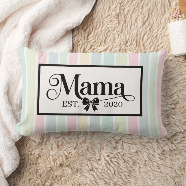 Chic Pastel Rainbow Custom Mama Keepsake Lumbar Cushion (Blanket)