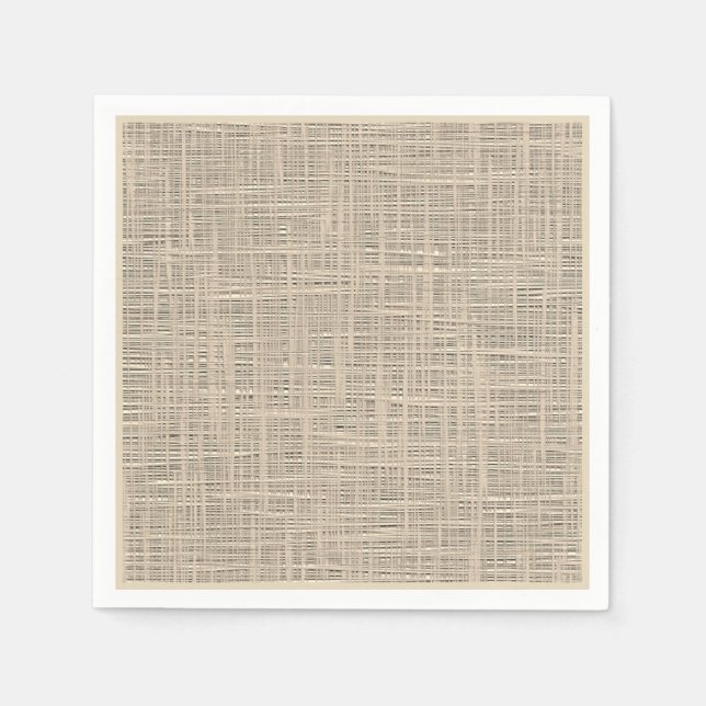 Chic Pastel Taupe Colour Faux Jute Fabric Pattern Napkin (Front)