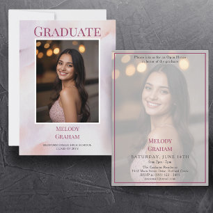 Chic Pastel Transparent Photo Graduation Invitation