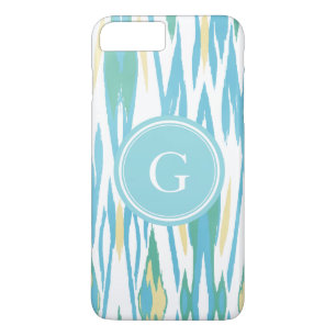 Chic pastel turquoise watercolor ikat pattern iPhone 8 plus/7 plus case