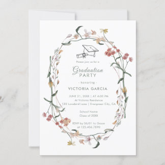 Chic Pastel Wildflowers Spring Graduation Invitation