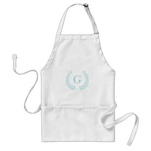 Chic Pastel Yellow Teal Chevron Custom Monogram Standard Apron