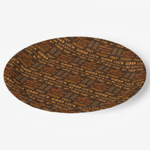 Chic Pattern May Good Luck Be Always By Your Side Paper Plate