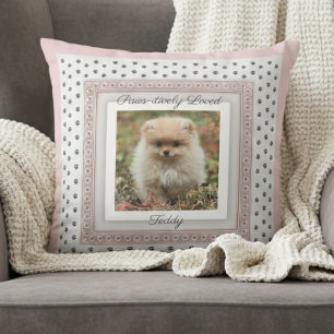 Chic Paw Print Pet Dog Photo Cushion