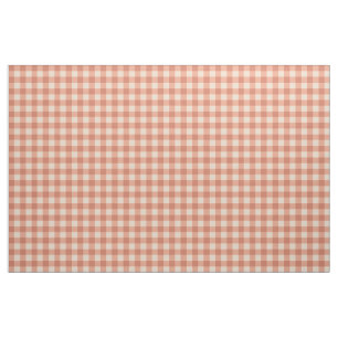 chic peach and white darker gingham pattern fabric