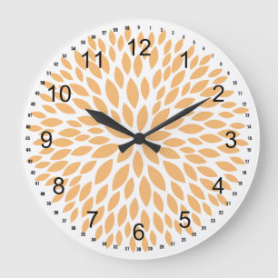 Chic Peach Floral Large Clock