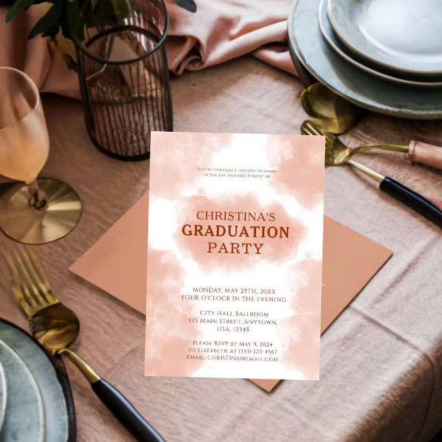 Chic Peach Fuzz Graduation  Invitation (Celebrate your success with our chic peach fuzz invites! )