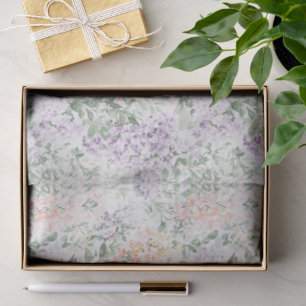 Chic Peach Lilac Lavender Floral Bridal Shower Tissue Paper