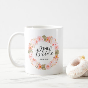 Chic Peach Mint Modern Succulent Wreath the Bride Coffee Mug