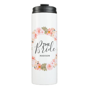 Chic Peach Mint Modern Succulent Wreath the Bride Thermal Tumbler