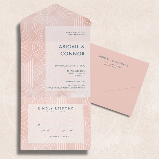 Chic Peach Ovals & Circles Wedding All In One Invitation (Creator Uploaded)