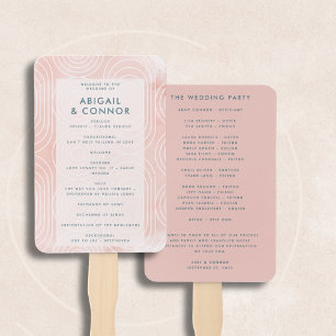 Chic Peach Ovals & Circles Wedding Hand Fan