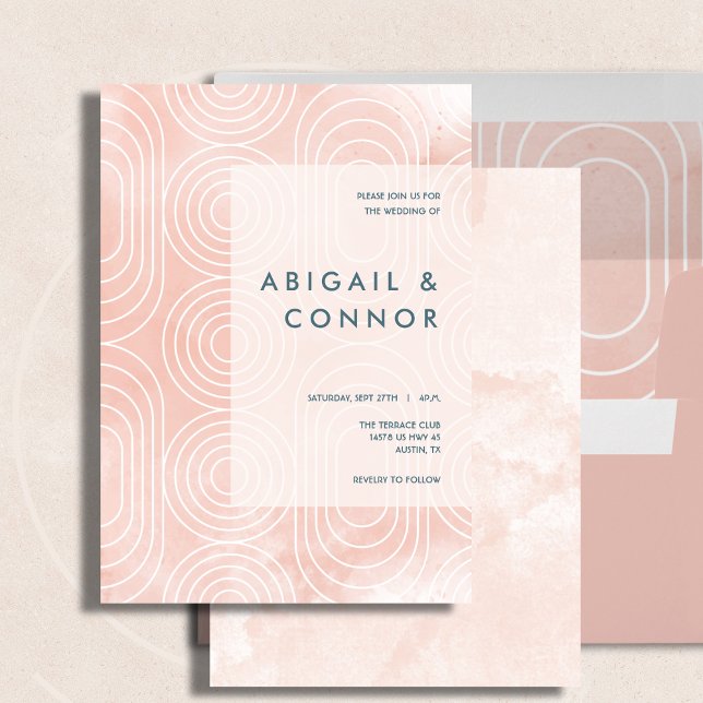 Chic Peach Ovals & Circles Wedding Invitation (Creator Uploaded)