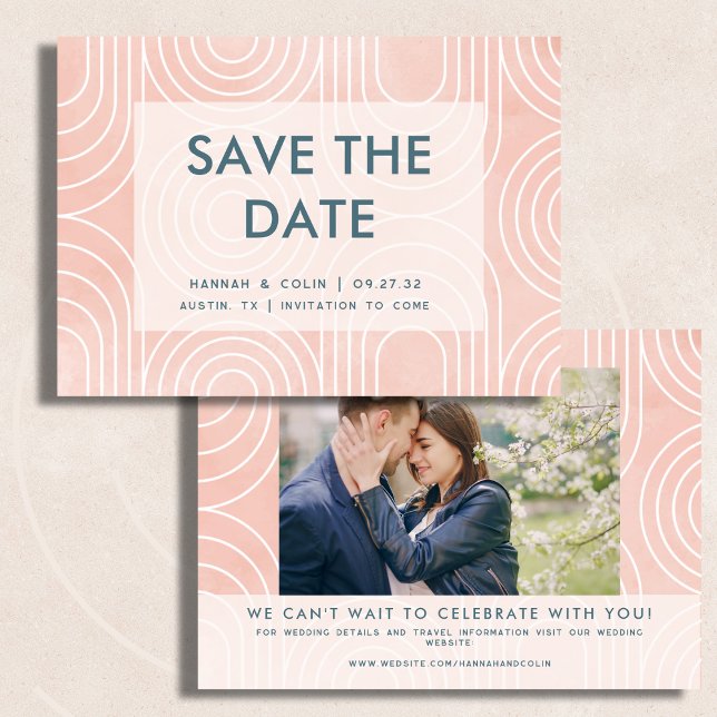 Chic Peach Ovals & Circles Wedding Save The Date (Creator Uploaded)