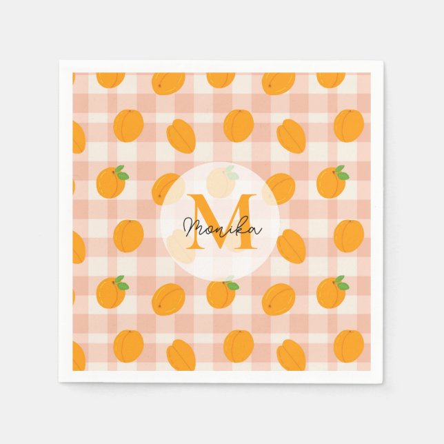 Chic Peach Pattern with Retro Buffalo Personalised Napkin (Front)