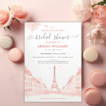 Chic Peach Pink Photo Eiffel Tower Bridal Shower