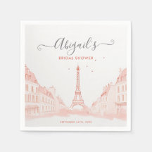 Chic Peach Pink Photo Eiffel Tower Bridal Shower