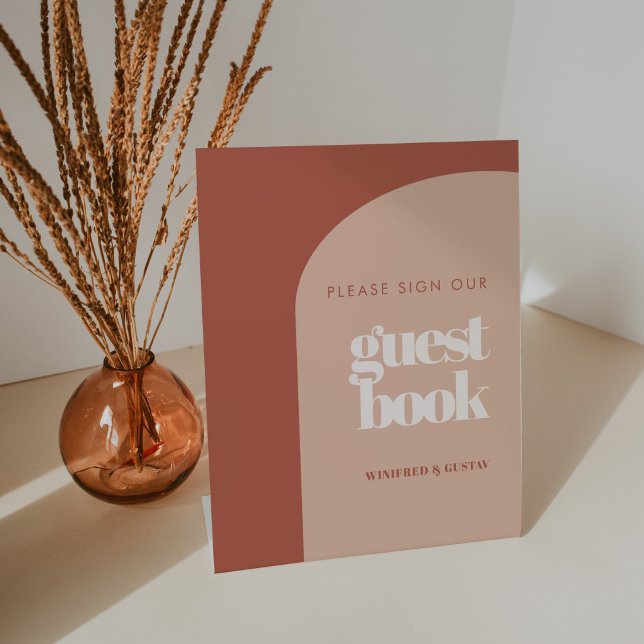 Chic peach Sign our Guestbook Pedestal Sign (Creator Uploaded)