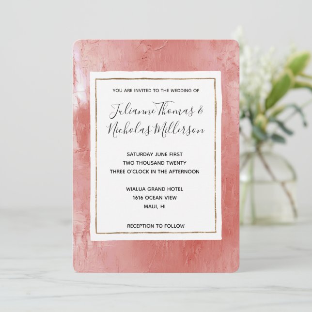 Chic Peach Spice Wedding  Invitation (Standing Front)