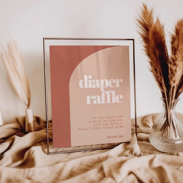 Chic peach terracotta arch Diaper Raffle sign (Creator Uploaded)