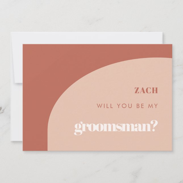 Chic peach terracotta arch Groomsman proposal card (Front)