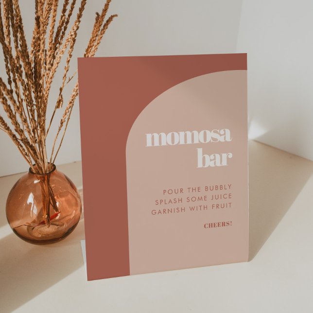Chic peach terracotta arch Momosa bar Pedestal Sign (Creator Uploaded)